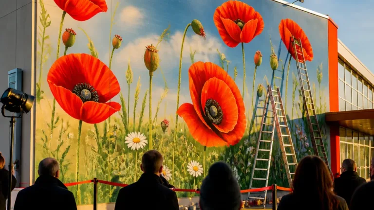 Neues Wandbild «Wilder Mohn» prägt das Stadtbild von Stockerau
