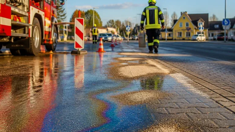 Ölspur von Dietachdorf bis Steyr: Feuerwehr band Auslauf und stellte Verkehrssicherheit wieder her