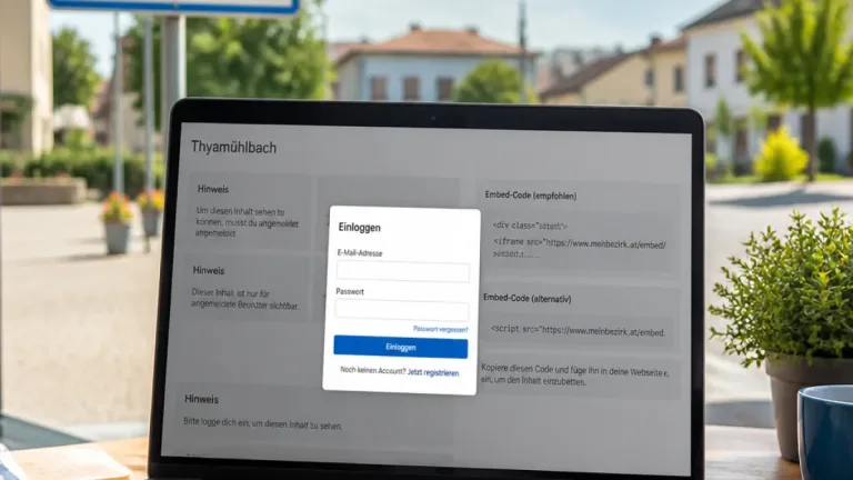 Online-Eintrag zu „Thyamühlbach“ auf meinbezirk.at nur mit Systemhinweisen – Anmeldung nötig