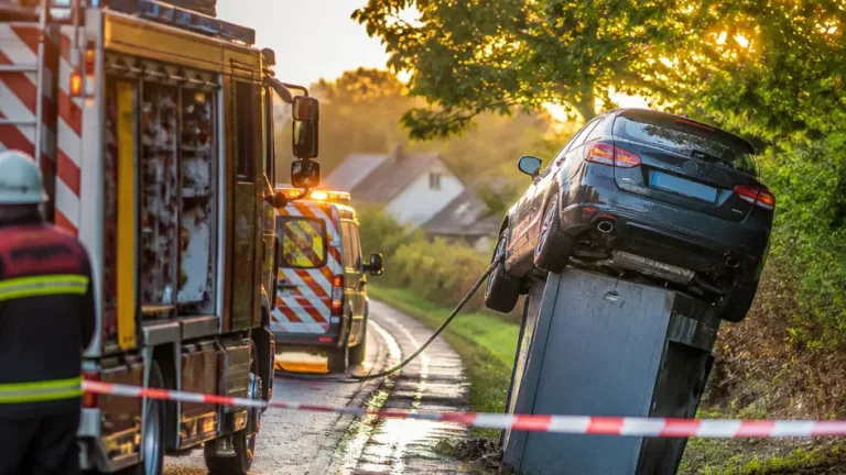 Pkw bleibt auf Stromverteilerkasten stehen – Bergung nach Abschaltung durch EVN