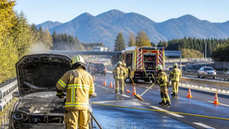 Pkw fängt auf A11 Feuer: Lenker bringt Fahrzeug rechtzeitig in Sicherheitsbereich