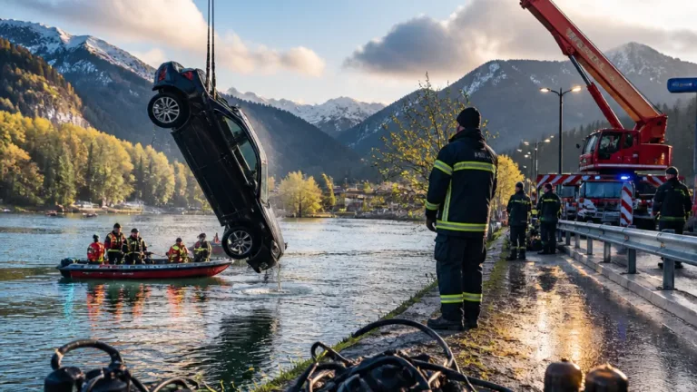 Pkw in der Salzach versunken: Rettungskräfte ziehen Auto bei Zell am See aus dem Fluss