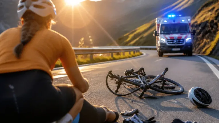 Rennradfahrer stürzt nach Platzen des Hinterreifens auf Hochsöldenstraße