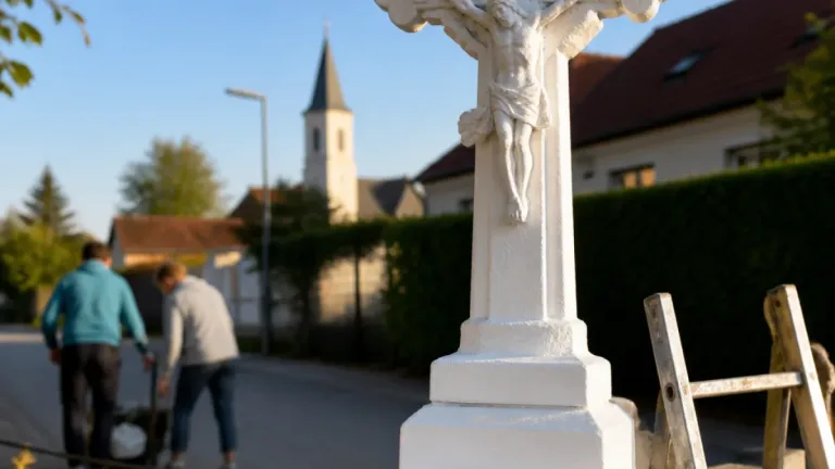 Renoviertes „Schnecken-Kreuz“ in Gföhleramt wiederhergestellt: Kleindenkmal gesichert
