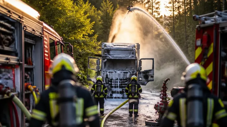 Schnelles Eingreifen verhindert Waldbrand nach Lkw-Brand bei Engelhartszell