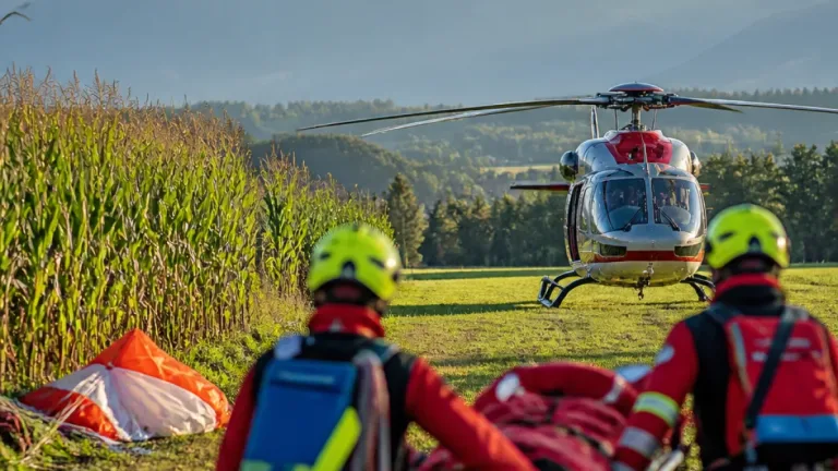 Schwer verletzt nach Paragleit-Absturz in Treffen: Notarztheli flog Pilot ins LKH Klagenfurt