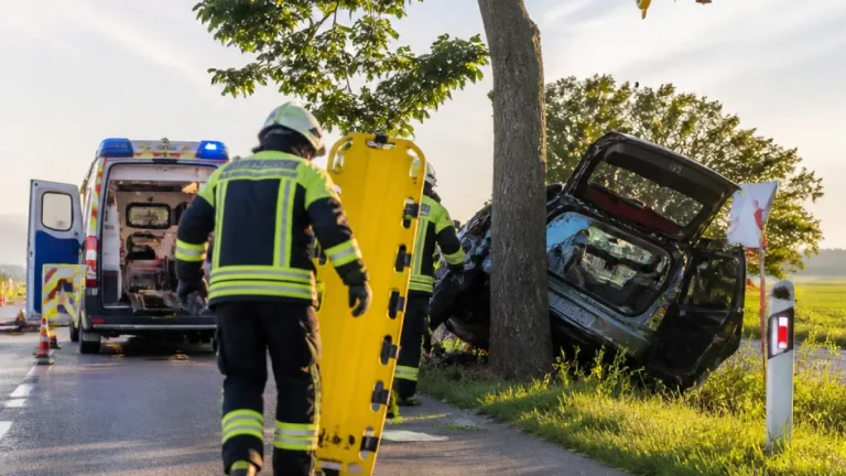 Schwerer Crash auf Straße nach Neusiedl: Fahrer nach Baumaufprall per Hubschrauber ins Spital geflogen