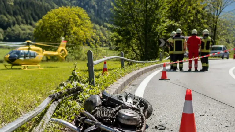 Schwerer Motorradunfall auf B138 bei Klaus: Rettungshubschrauber im Einsatz