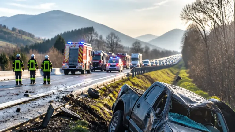 Schwerer Unfall auf A2 bei Wolfsberg: Pickup überschlägt sich, Mann per Hubschrauber ins Klinikum