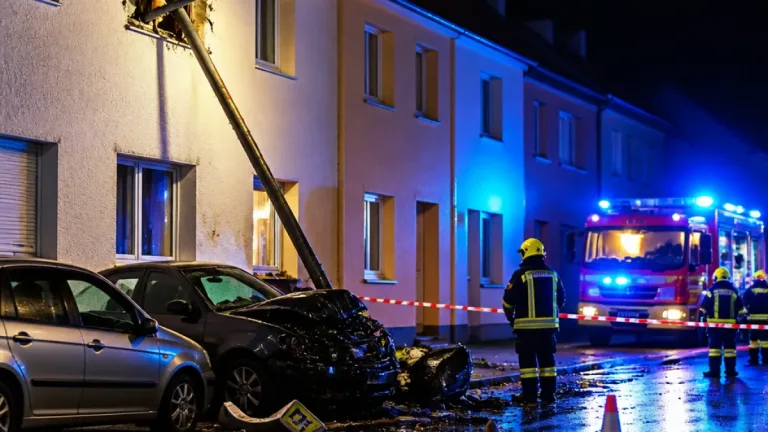 Schwerer Unfall in Neunkirchen: Laterne stürzt auf Reihenhaus – mehrere Leichtverletzte