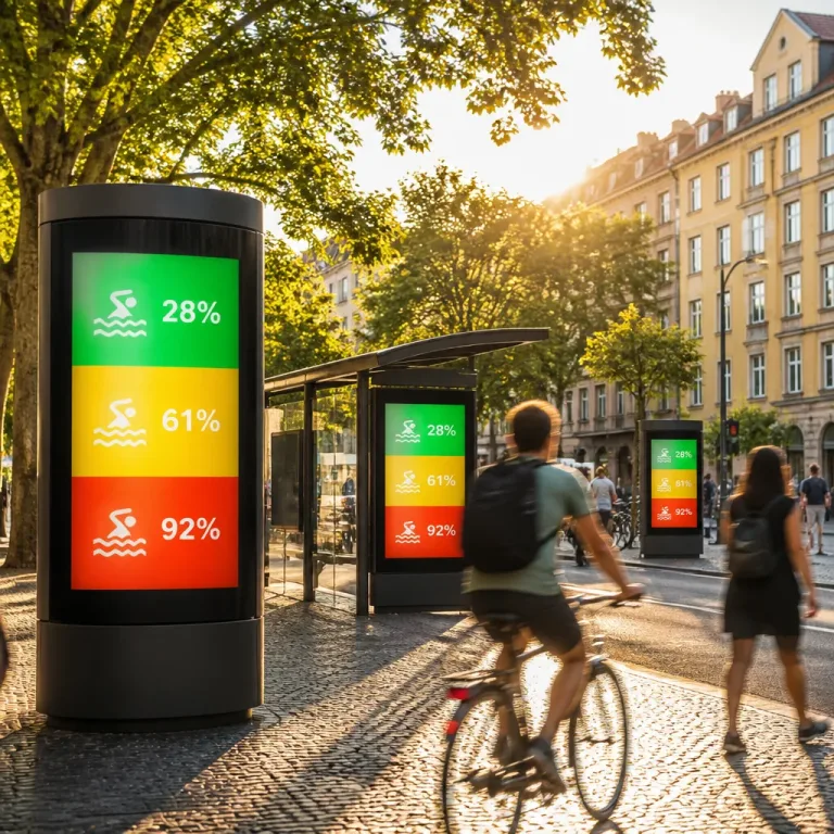 Digitale Anzeigen zeigen in Berlin in Echtzeit die Auslastung der nächsten Freibäder