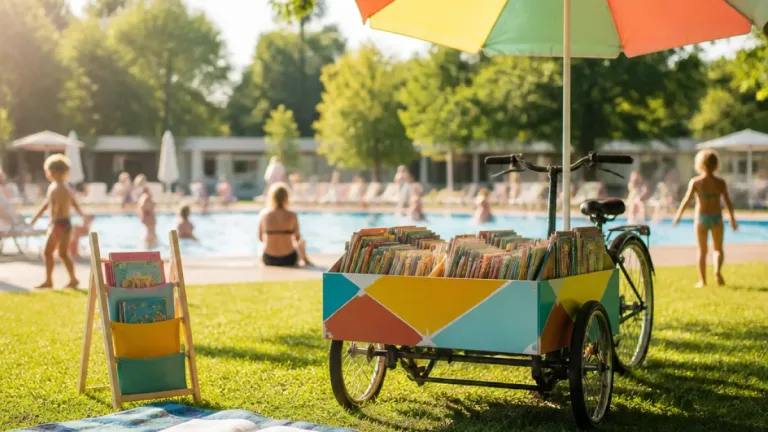 Stadtbücherei Ried fährt mit mobilem Leserad ins Freibad und zum Riedberg-Spielplatz