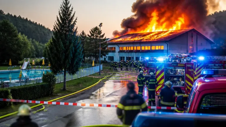 Stocksporthalle in Raab durch Großbrand zerstört – zahlreiche Feuerwehren im Einsatz