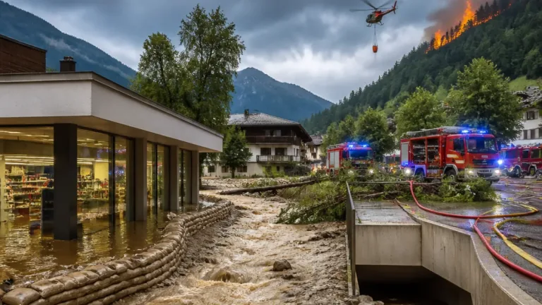 Unwetter zieht über Ennstal: Überflutungen, Muren und mehrere Waldbrände fordern Großaufgebot