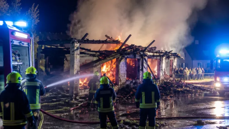 Vereinsgebäude in Gaubitsch bei Großbrand zerstört – über 100 Feuerwehrkräfte im Einsatz