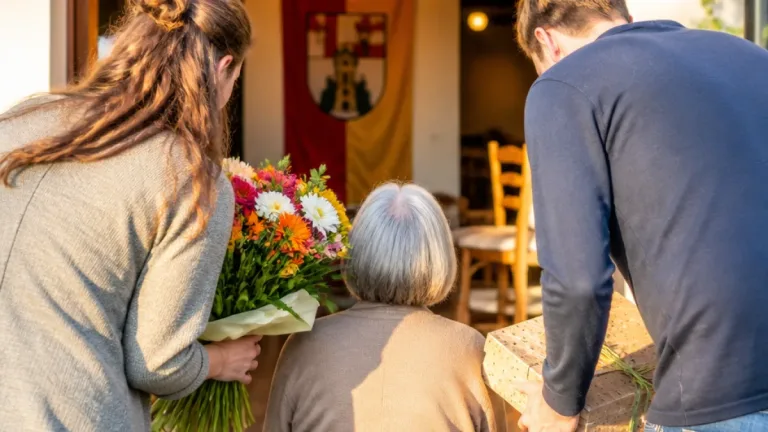 Veronika Oberger feiert ihren 80. Geburtstag – Gratulanten überreichen Blumen und Geschenk
