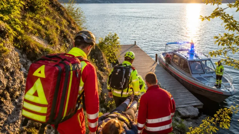 Wanderin nach Sturz am Miesweg per Polizeiboot zum Krankenhaus gebracht