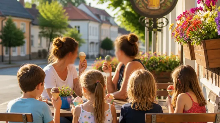 Wirt spendiert Eis: Kinder und Pädagoginnen freuen sich über sommerliche Geste