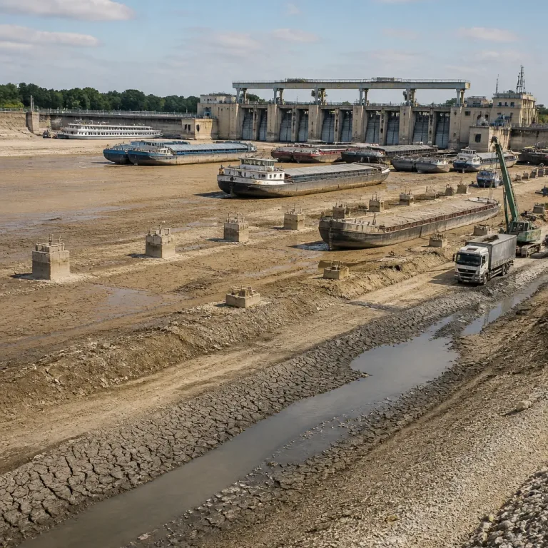Extremer Donau-Tiefstand reduziert Stromproduktion und legt Gütertransport lahm