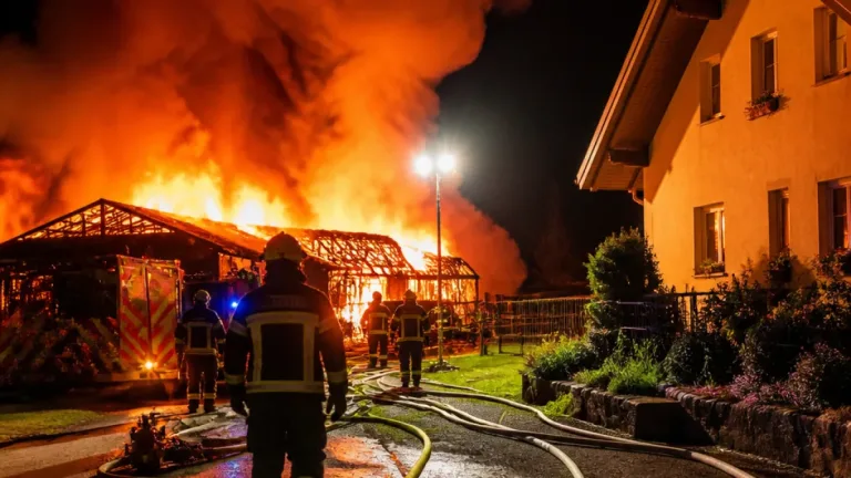 Wirtschaftsgebäude in St. Marein-Feistritz in Vollbrand – Wohnhaus gerettet