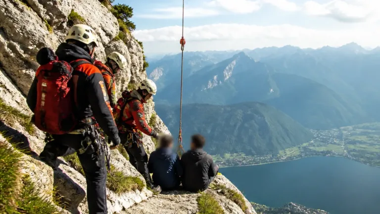 Zwei erschöpfte Bergsteiger am Traunstein per Tauhubschrauber gerettet