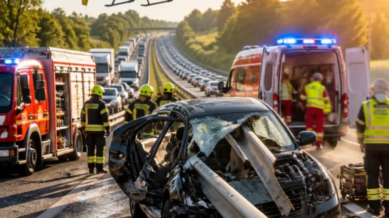 Zwei Männer sterben bei Unfall auf A1 bei Oed-Öhling – Leitplanke bohrte sich ins Fahrzeug