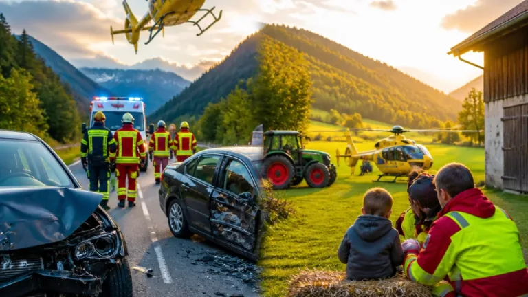 Zwei schwere Unfälle im Mariazellerland: Vier Verletzte, Hubschrauber-Einsätze