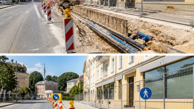Zwettl: Landstraße erneut aufgebrochen – Blick auf die Postkreuzung beim Sonnentor
